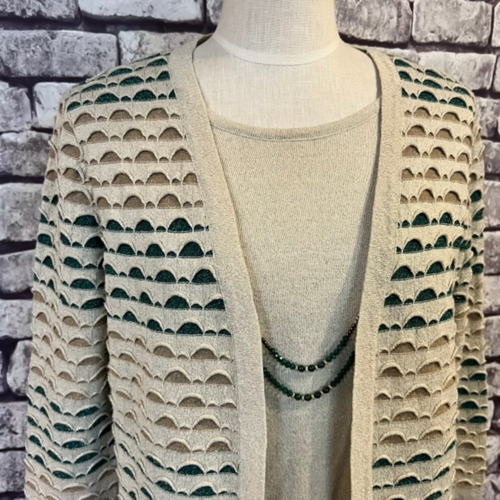 Alfred Dunner No Close Cardigan W/ Attached Tank Size Small - Picture 2 of 9